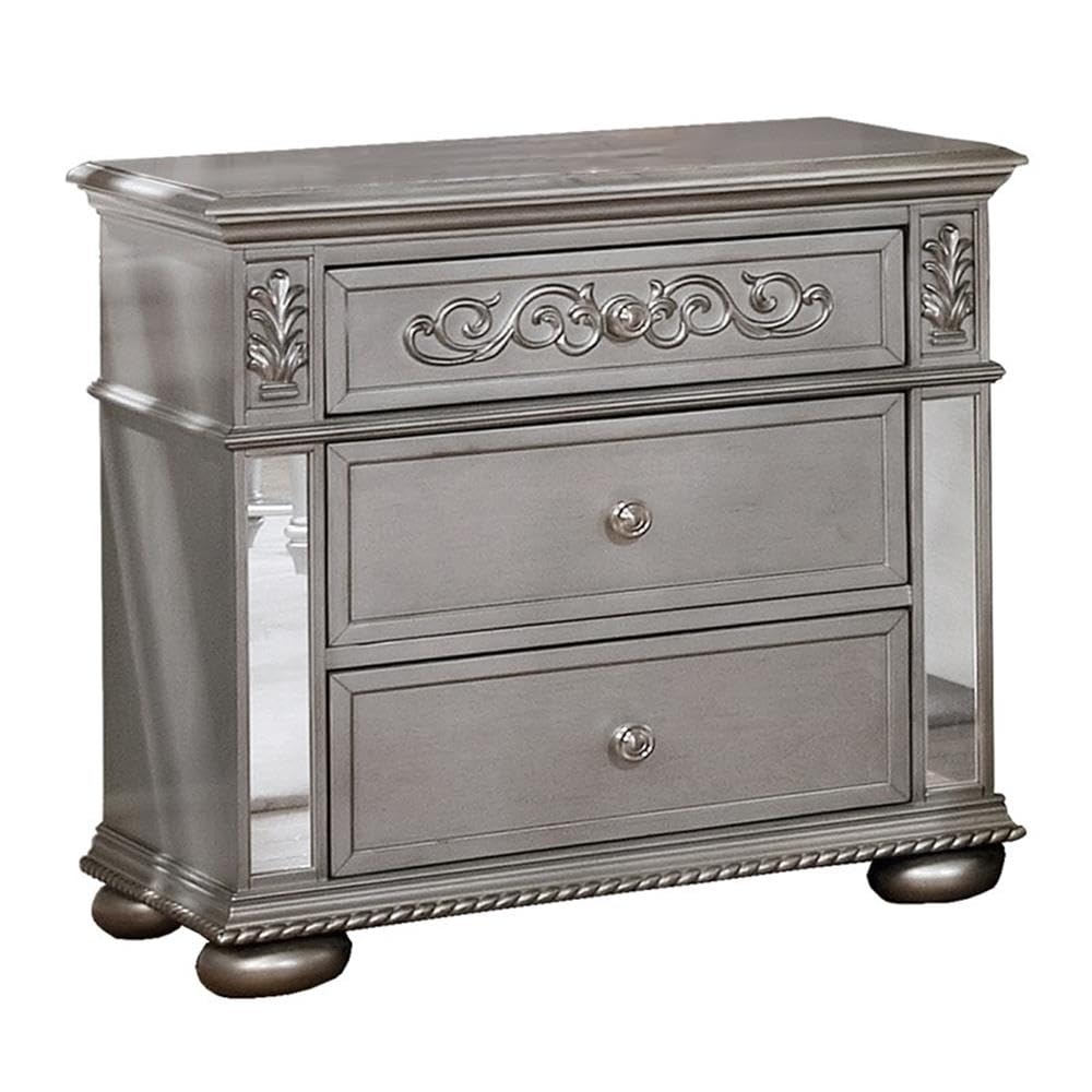 Best Quality Furniture B810 Nightstand, Gray